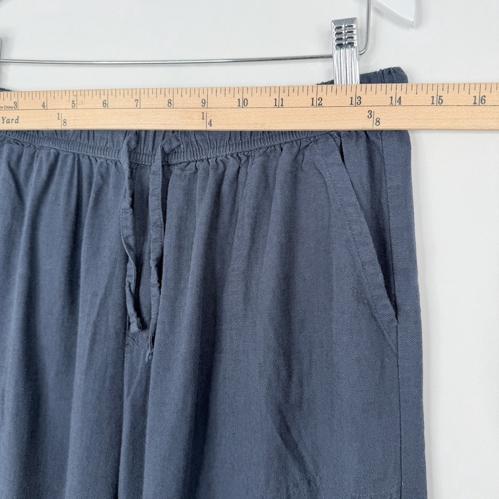 Splendid Crop Linen & Viscose Pants Wide Leg Navy Drawstring Elastic Waist Small - Picture 5 of 14